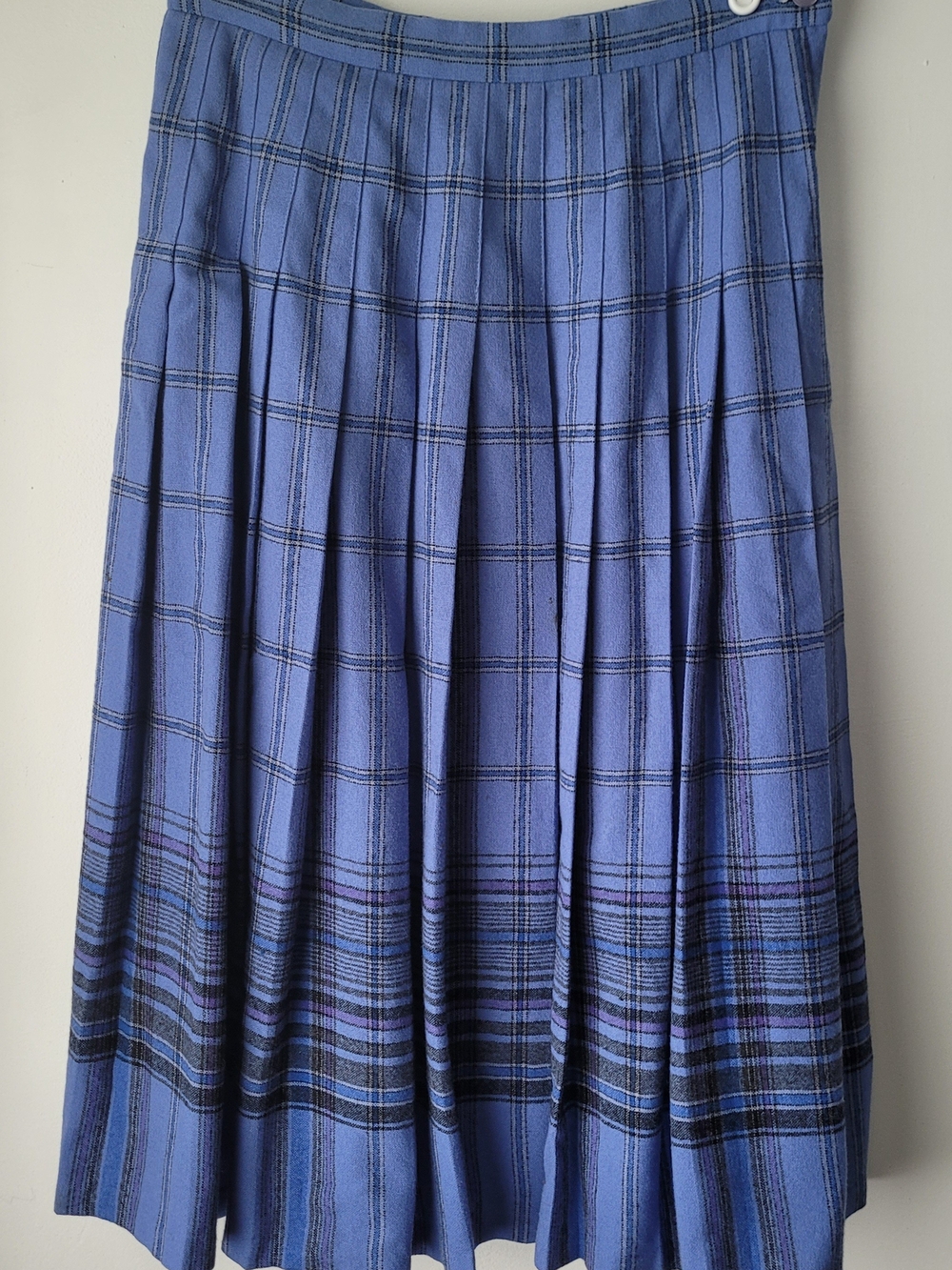 Vintage Petite Pendleton Blue Plaid Pleated Skirt Size OS